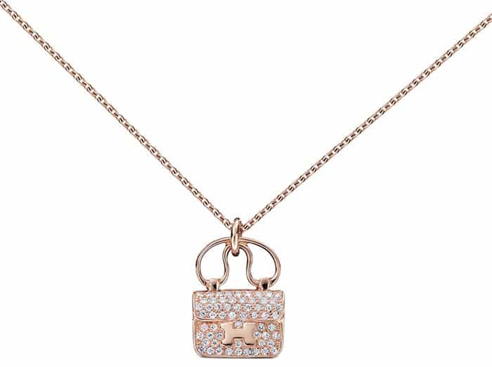 Hermes "Constance" Bag Pendant in Rose Gold