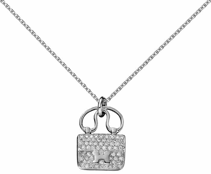 Hermes "Constance" Bag Pendant in White Gold