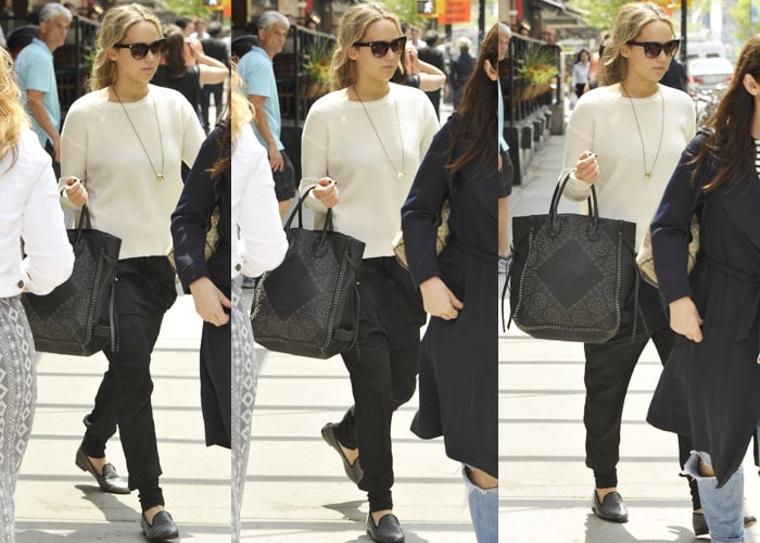 Jennifer Lawrence leaving her hotel in New York