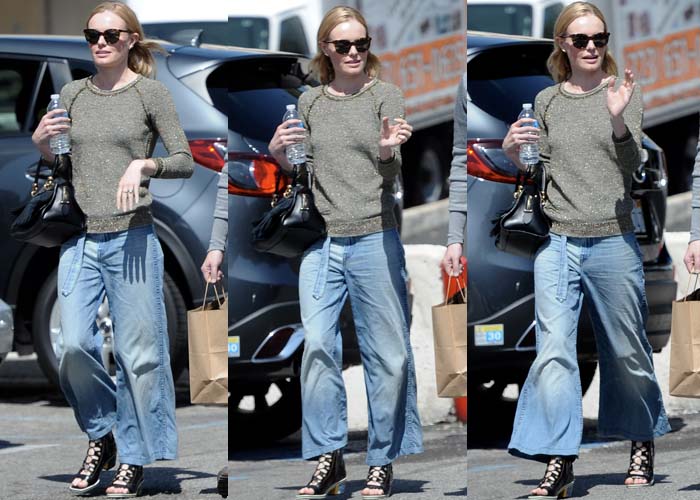 Kate Bosworth styled her denim culottes with ankle boots