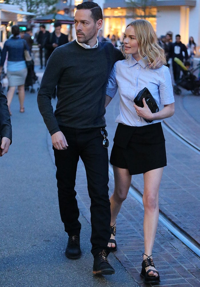 Michael Polish and Kate Bosworth at The Grove after launching her festival-inspired shoe collection for Matisse Footwear