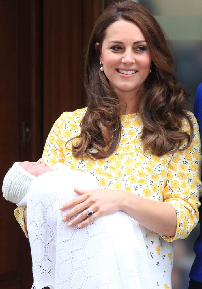 Kate Middleton wore a sunny floral print dress from Jenny Packham's SS15 collection