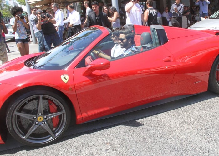 Kendall Jenner and Scott Disick arrived for their lunch date in a red Ferrari
