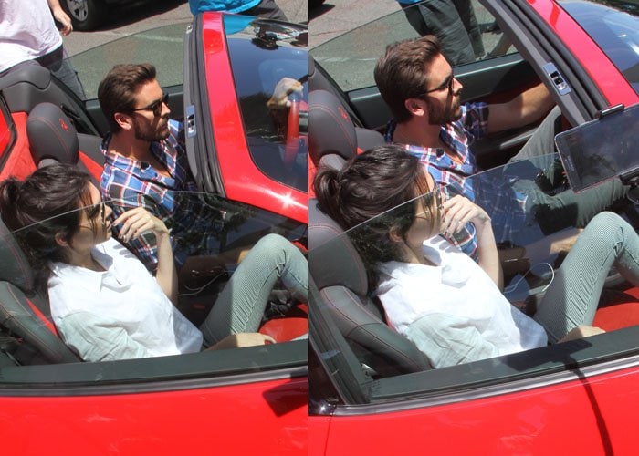 Kendall Jenner and Scott Disick arrived for their lunch date in a red Ferrari