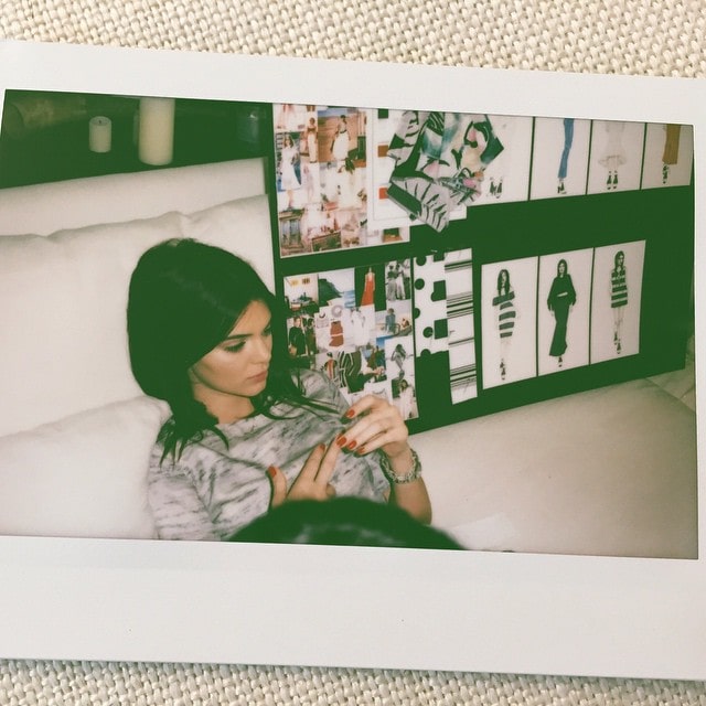 Kendall Jenner's Instagram post from their designing day captioned "sneaky" - posted on April 28, 2015
