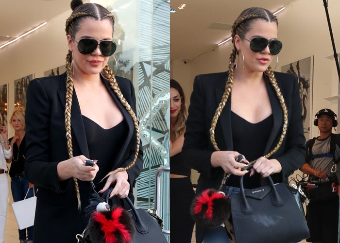Khloé Kardashian sporting her tight braids