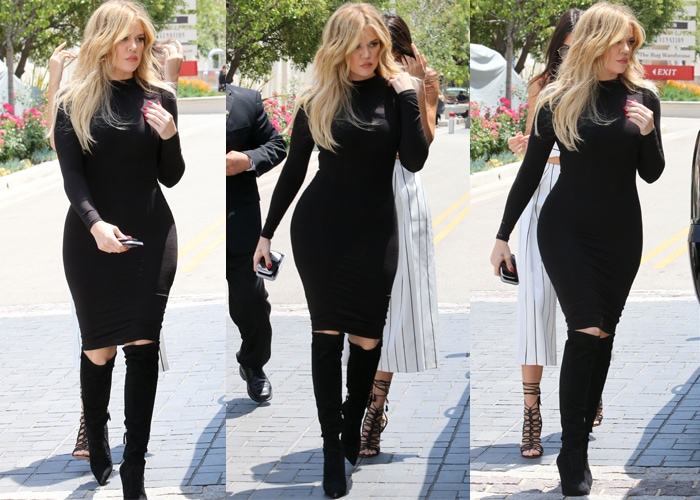 Khloé Kardashian a tad bit overdressed for furniture shopping on the day after Mother's Day