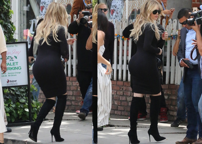 Khloé Kardashian wearing a figure-revealing dress
