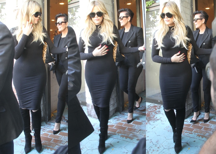 Khloé Kardashian sporting gorgeous knee-high suede boots from Jimmy Choo