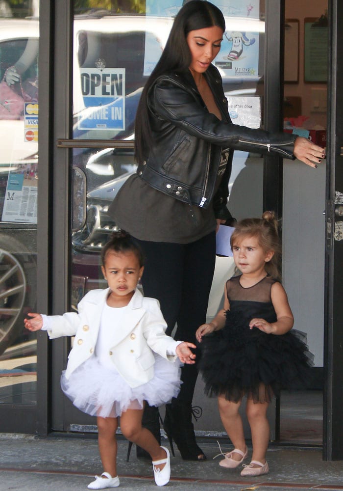 Kim Kardashian takes North West to ballet class along with Kourtney's daughter Penelope