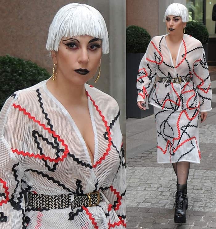 Lady Gaga's artistic and unique fashion sense never fails to captivate her fans, and her departure from the Park Hyatt hotel in Milan, Italy on November 6, 2014 was no exception