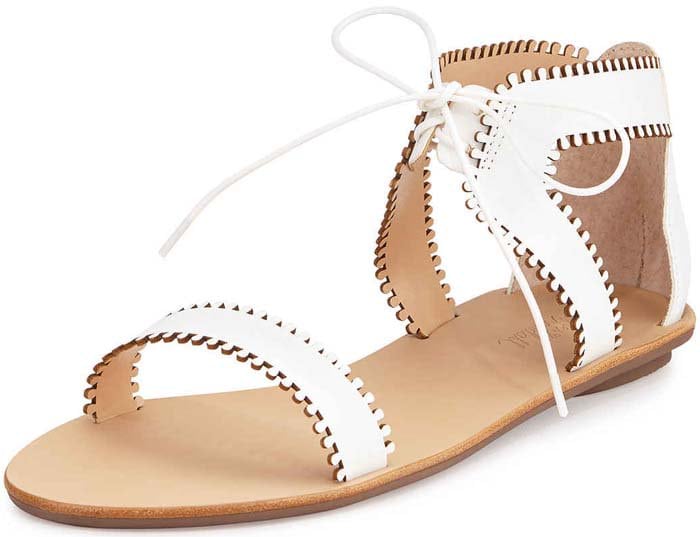 Loeffler Randall Sophia Leather Lace-Up Sandal in White