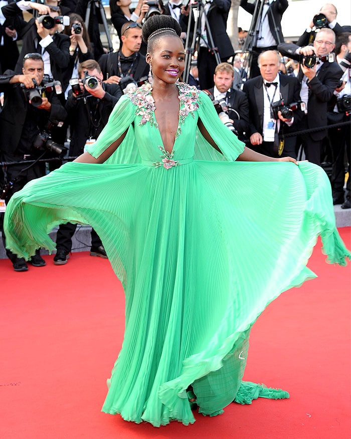 Lupita Nyong'o arriving at the opening ceremony and premiere of "La Tete Haute" ("Standing Tall")