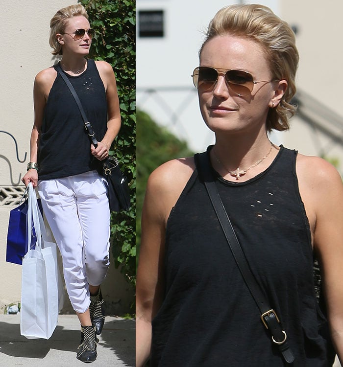 Malin Akerman rocks Anine Bing booties while shopping in Beverly Hills