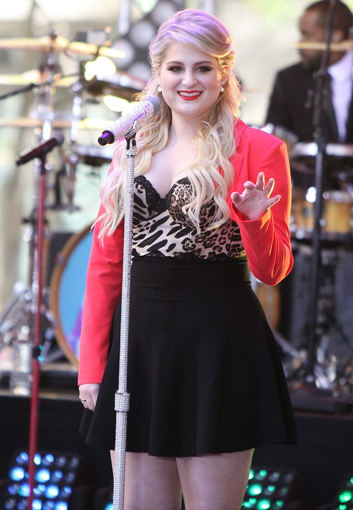 Meghan Trainor Goes Barbiecore in 6-Inch Heeled Boots for Today