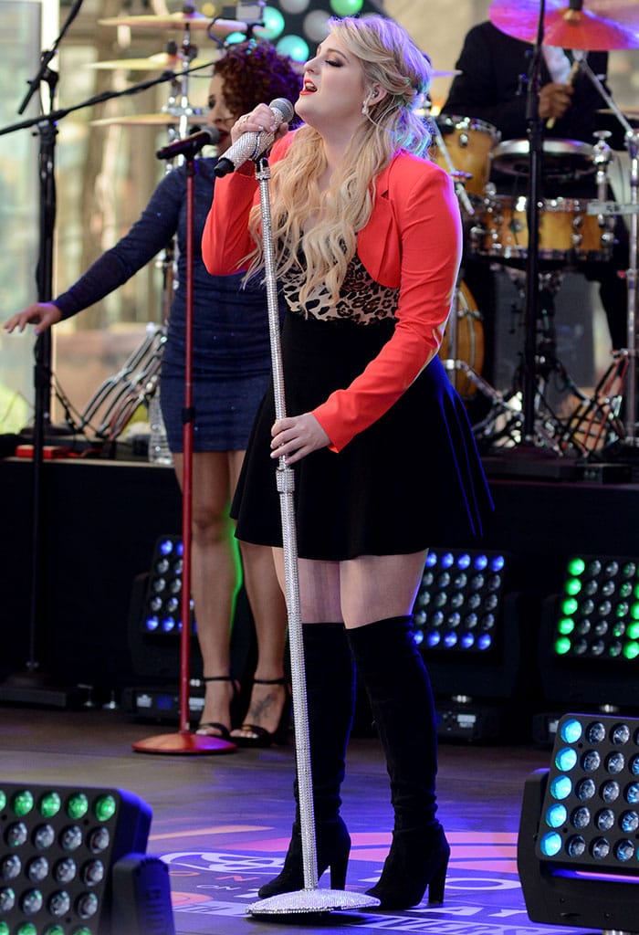 Meghan Trainor rocked pull-on over-the-knee boots
