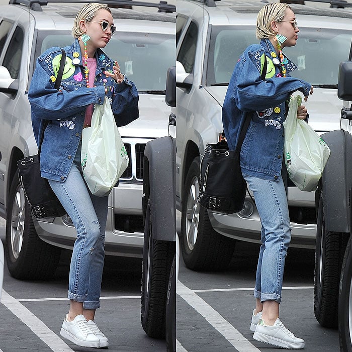 Miley Cyrus Throws Back to the '90s with a Denim Jacket, Platform ...