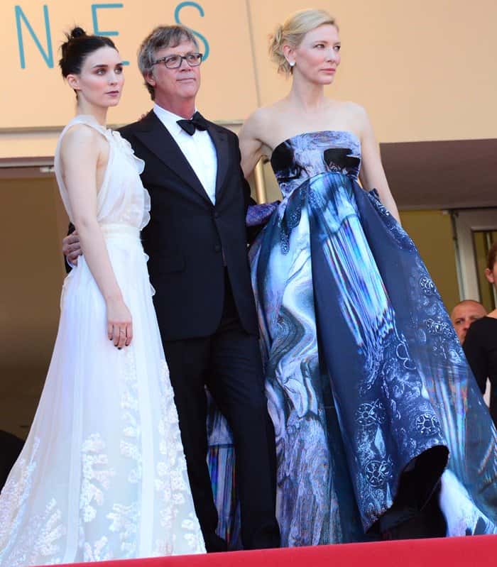 Rooney Mara, Cate Blanchett, and Todd Haynes at the premiere of their new film Carol held during the 2015 Cannes Film Festival