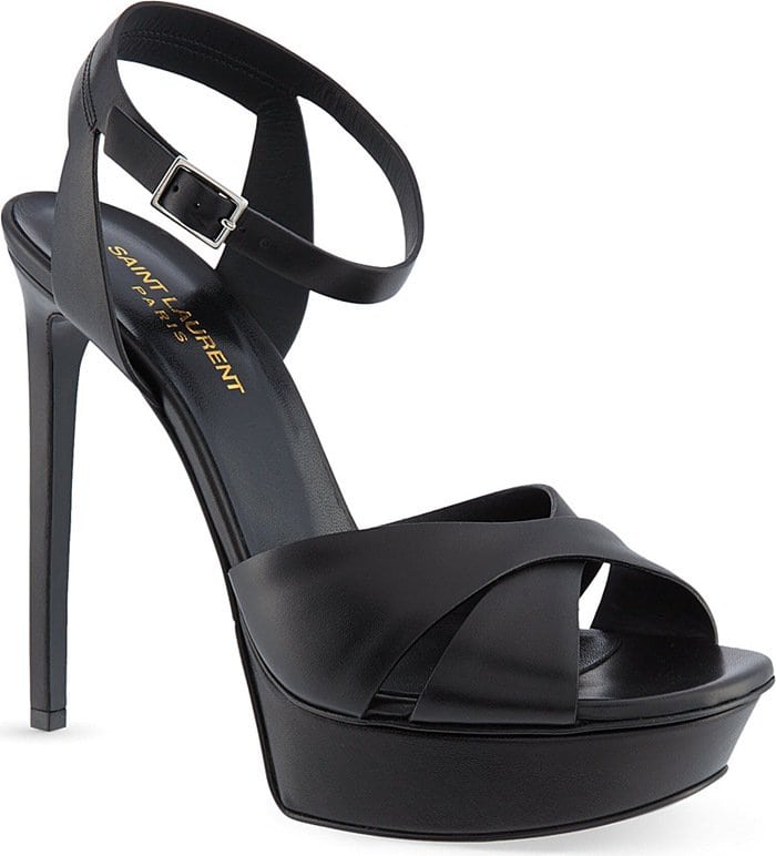 Saint Laurent Black Bianca Sandals In Leather