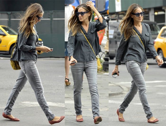 Sarah Jessica Parker walking in Soho on the morning after the Met Gala