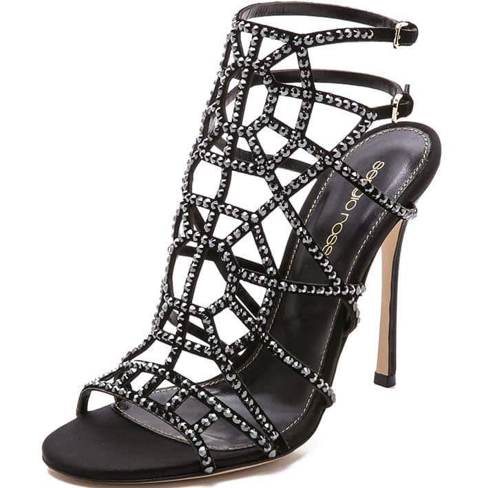 Sergio Rossi Satin Puzzle Sandals in Black