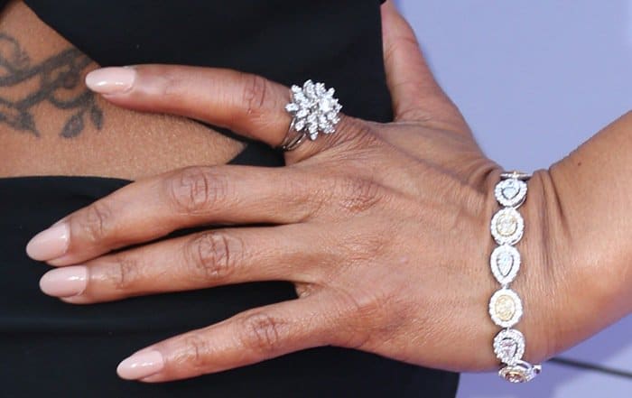 Taraji P. Henson made a bold statement with her glittering jewelry and flawless nude manicure