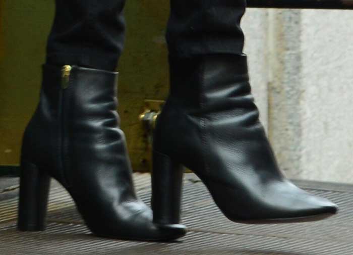 Taylor Swift's ankle boots with wrapped architectural heels