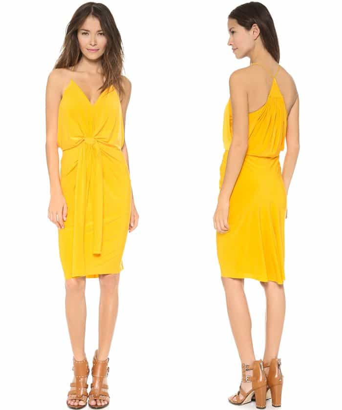 Tbags Los Angeles Knee Length Dress with Knot Detail