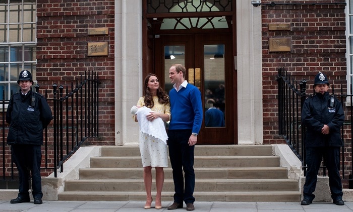 The royal baby leaving St. Mary’s Hospital with mom Kate Middleton and dad Prince William