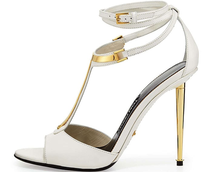 Tom Ford Leather T-Bar Ankle-Wrap Sandals