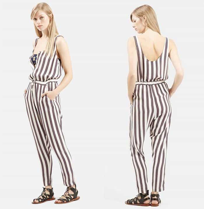 Topshop All in One Button Front Stripe Jumpsuit