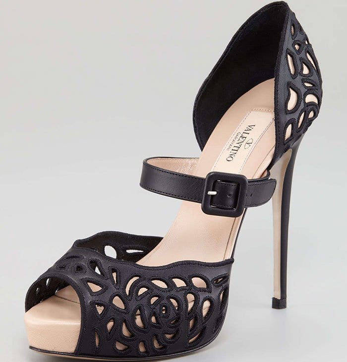 Valentino Cutout-Leather Mary Jane d'Orsay Pumps