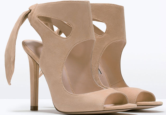 Zara High-Heel Sandals With Ribbon