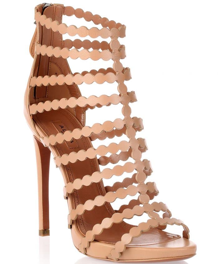 Alaïa Nude Leather Cage Sandals