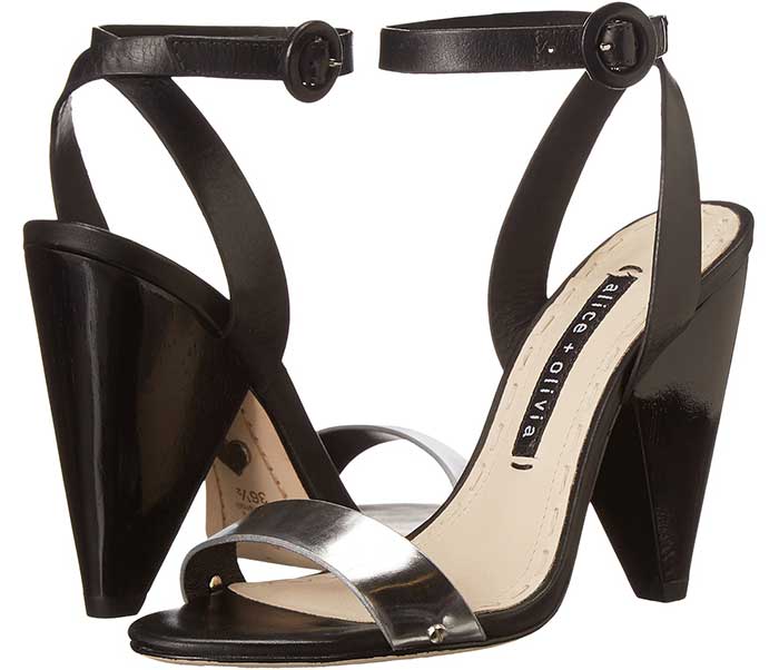 Alice + Olivia "Cici" Sandals in Black/Silver