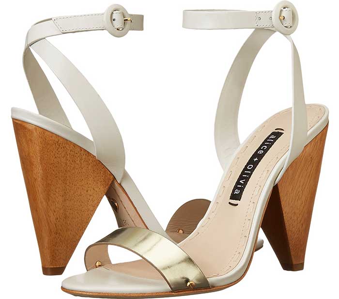 Alice + Olivia Cici Sandals in White/Pale Gold