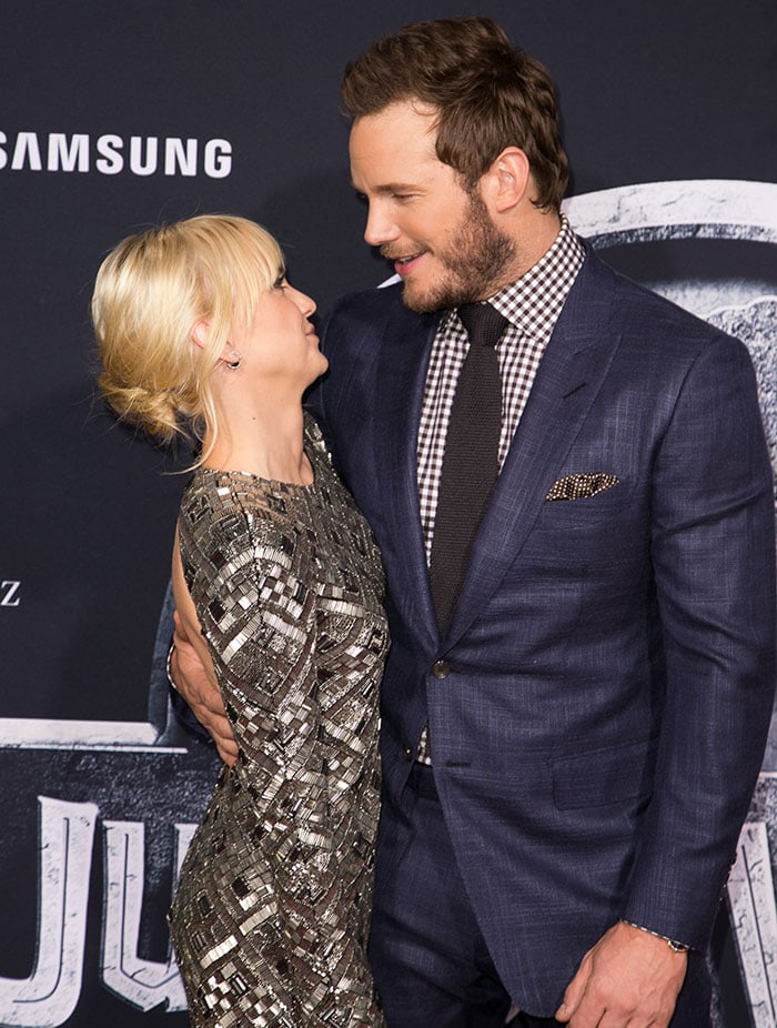 Anna Faris and Chris Pratt at the premiere of Universal Pictures' "Jurassic World"