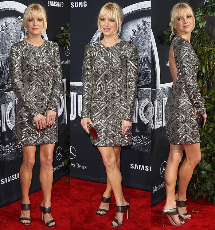 Anna Faris finished off her look with a silver clutch and a silver pair of heels to match her dress