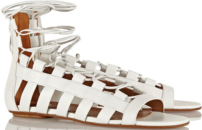 Aquazzura "Amazon" Leather Sandals in White