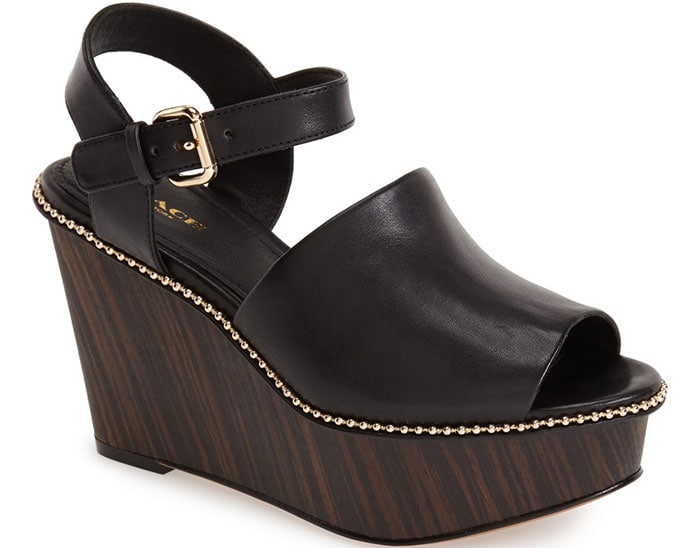 Black Coach Harla Platform Wedge Sandals