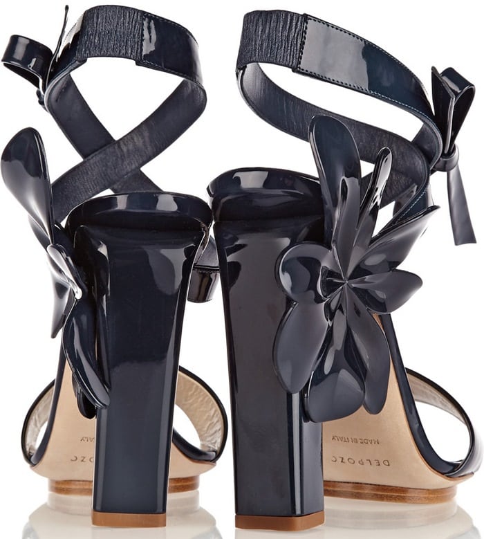 DELPOZO Appliqued patent-leather sandals