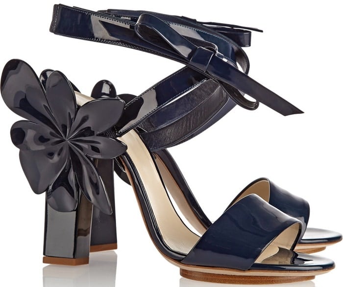 DELPOZO Appliqued patent-leather sandals