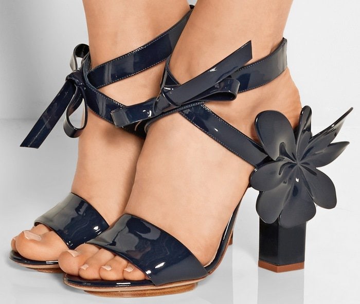 DELPOZO Appliqued patent-leather sandals