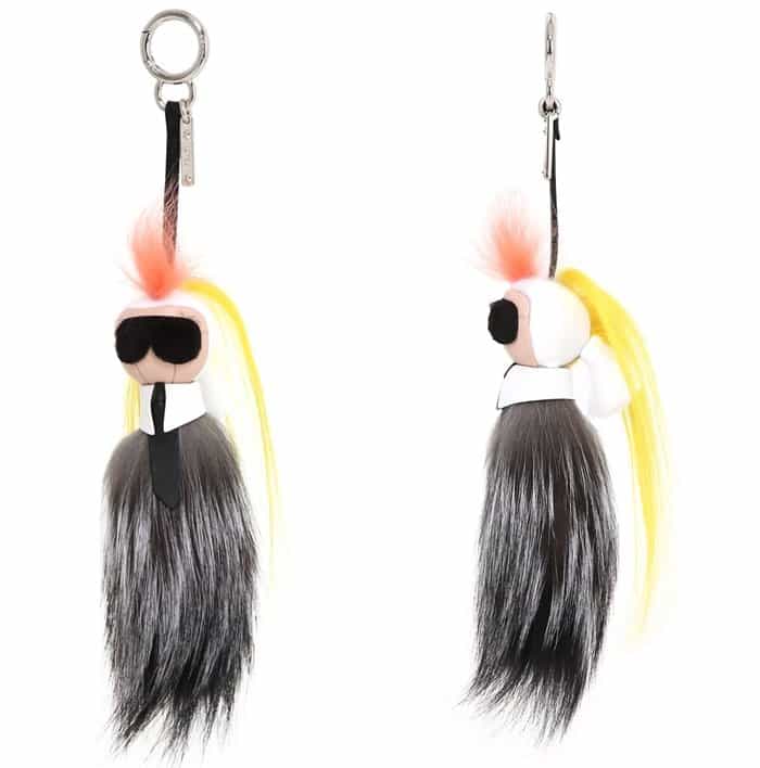 Fendi Karlito Mink & Kidassia Fur Charm Yellow