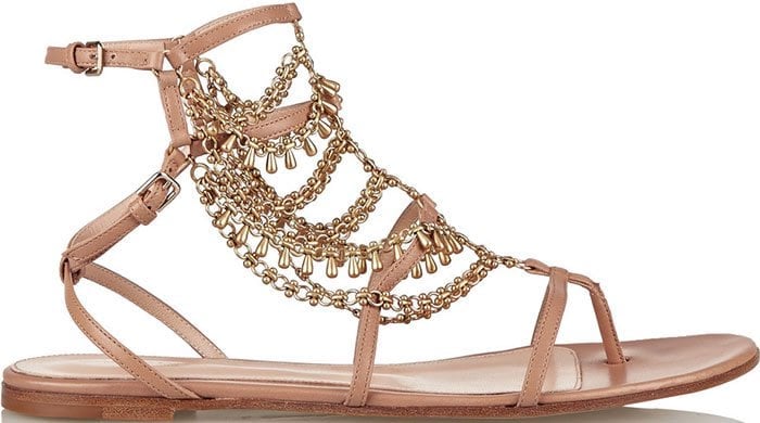 Gianvito Rossi Gitana Chain-Embellished Leather Sandals