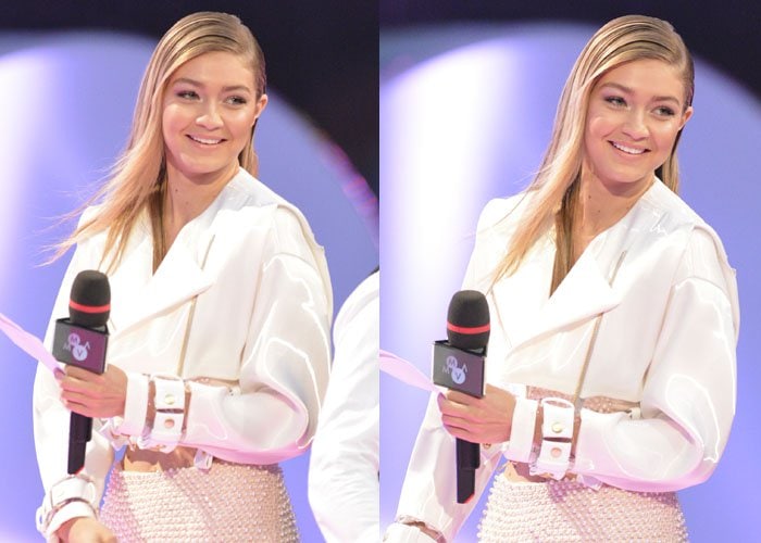 Gigi Hadid wore a personalized jacket with her last name printed at the back