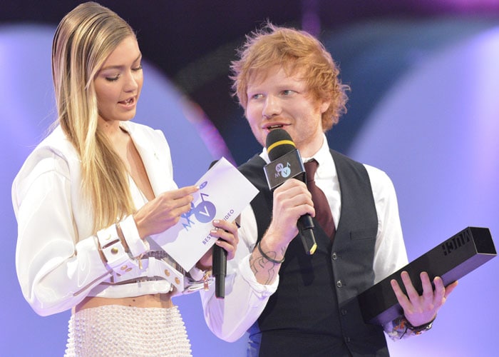 Gigi Hadid and Ed Sheeran co-presented the best video award to The Weeknd