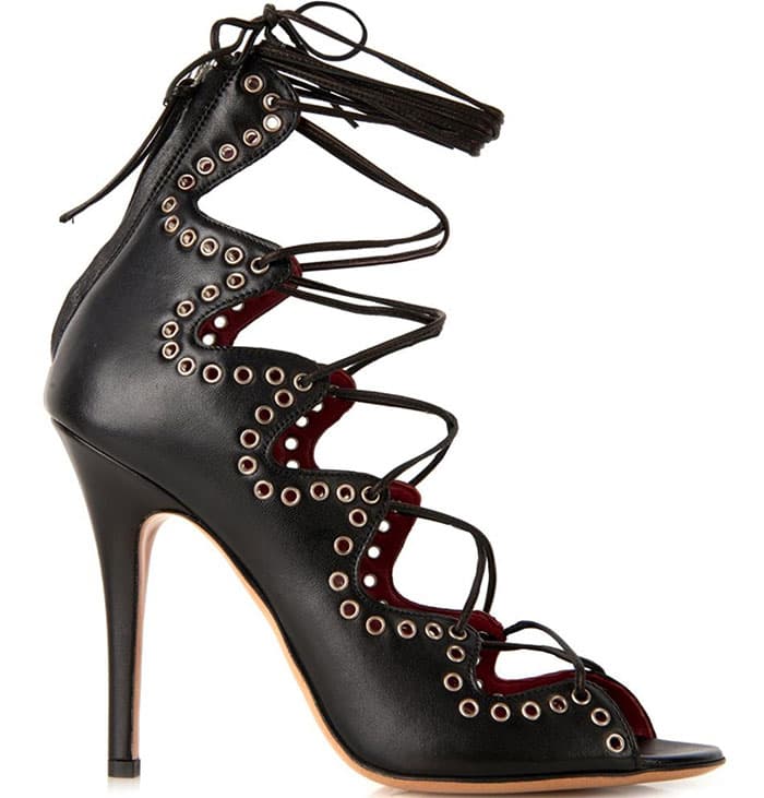 Black Isabel Marant "Lelie" Lace-Up Leather Sandals