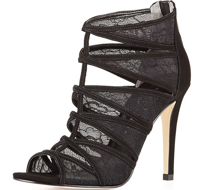Ivanka Trump "Derry" Strappy Zip-Back Lace-Inset Sandals