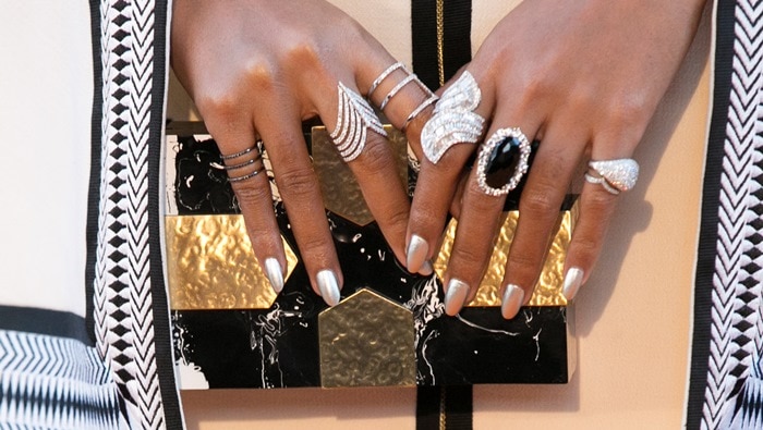 Janelle Monáe Robinson's rows of rings and spirited Emm Kuo clutch